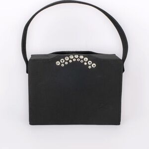 Vintage Miss Lewis Black Bag With Decorated Rhinestones